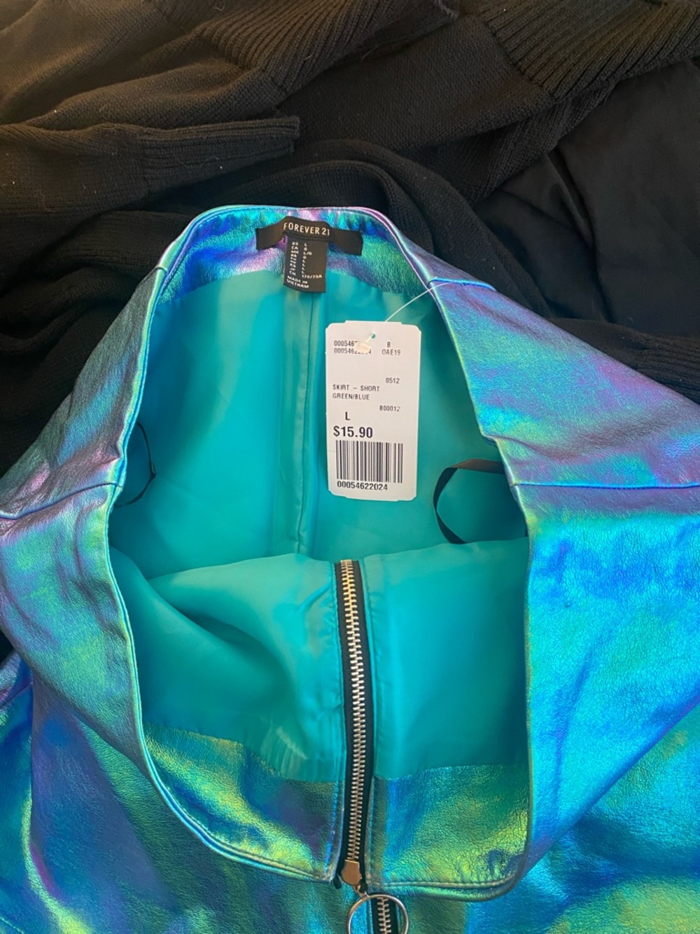 Forever 21 Iridescent Blue-Green-Purple Zip-Front Mini Skirt - Picture 2 of 2